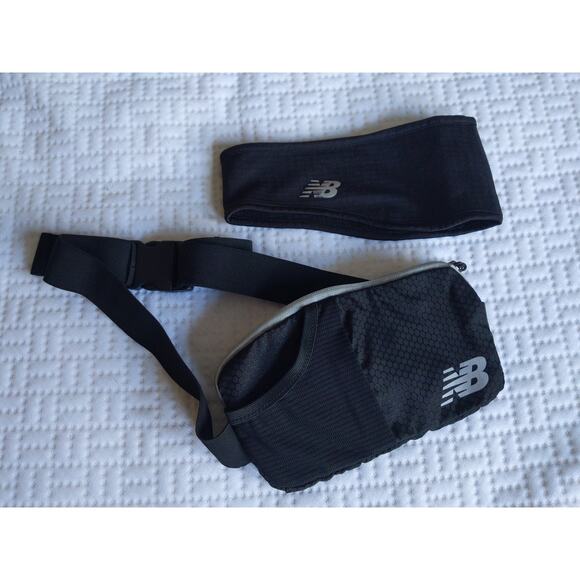 New Balance Handbags - New Balance Unisex OS Performance Running Bundle Waist Pack & Headband Black